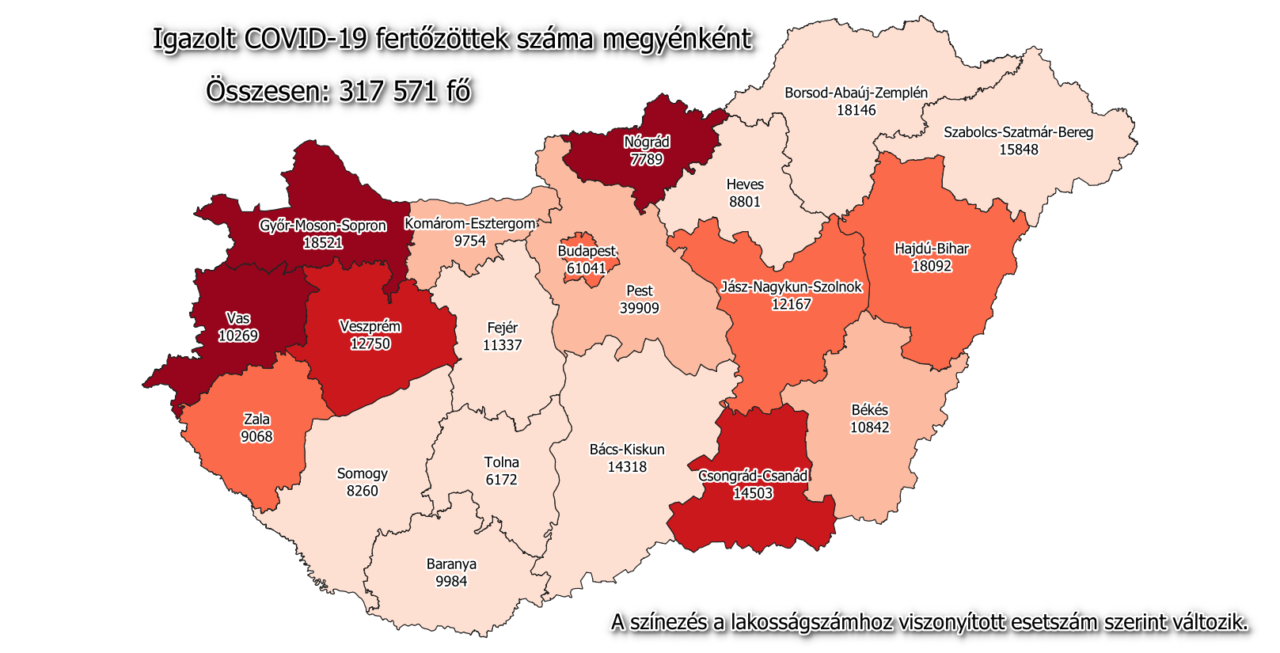 Covid terkep megye