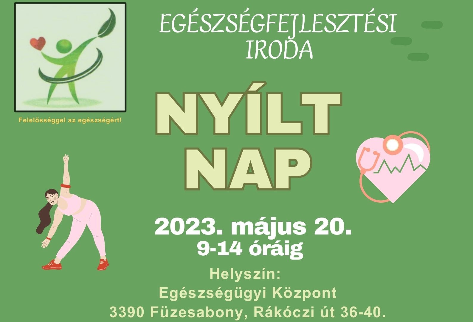 Green Lively Illustrated World Health Day Poster